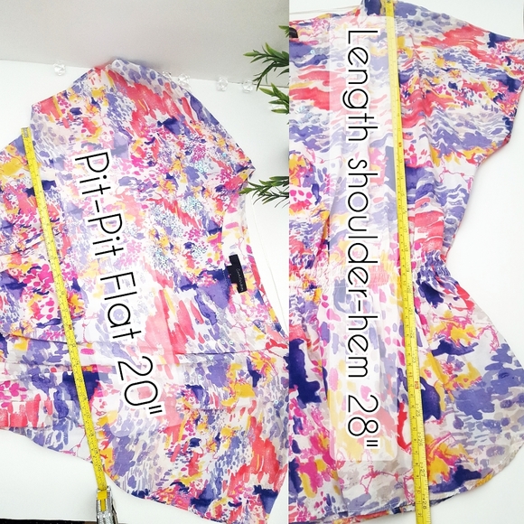 Vtg 90's-Y2K Calvin Klein Top🎀 Multicolor|Drop Shoulder|Elastic Waistline - Picture 4 of 8